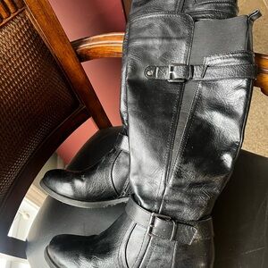 Black Knee-High Boots with Buckle